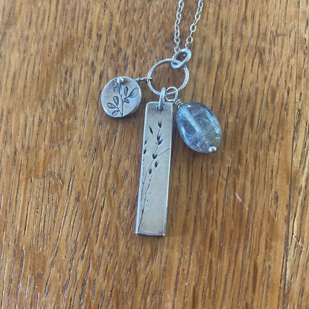 Pressed leaves sterling silver artisan necklace